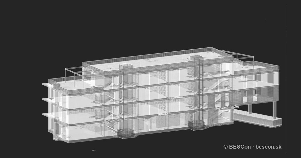 Bytový dom — model nosnej konštrukcie s modelovanou výstužou